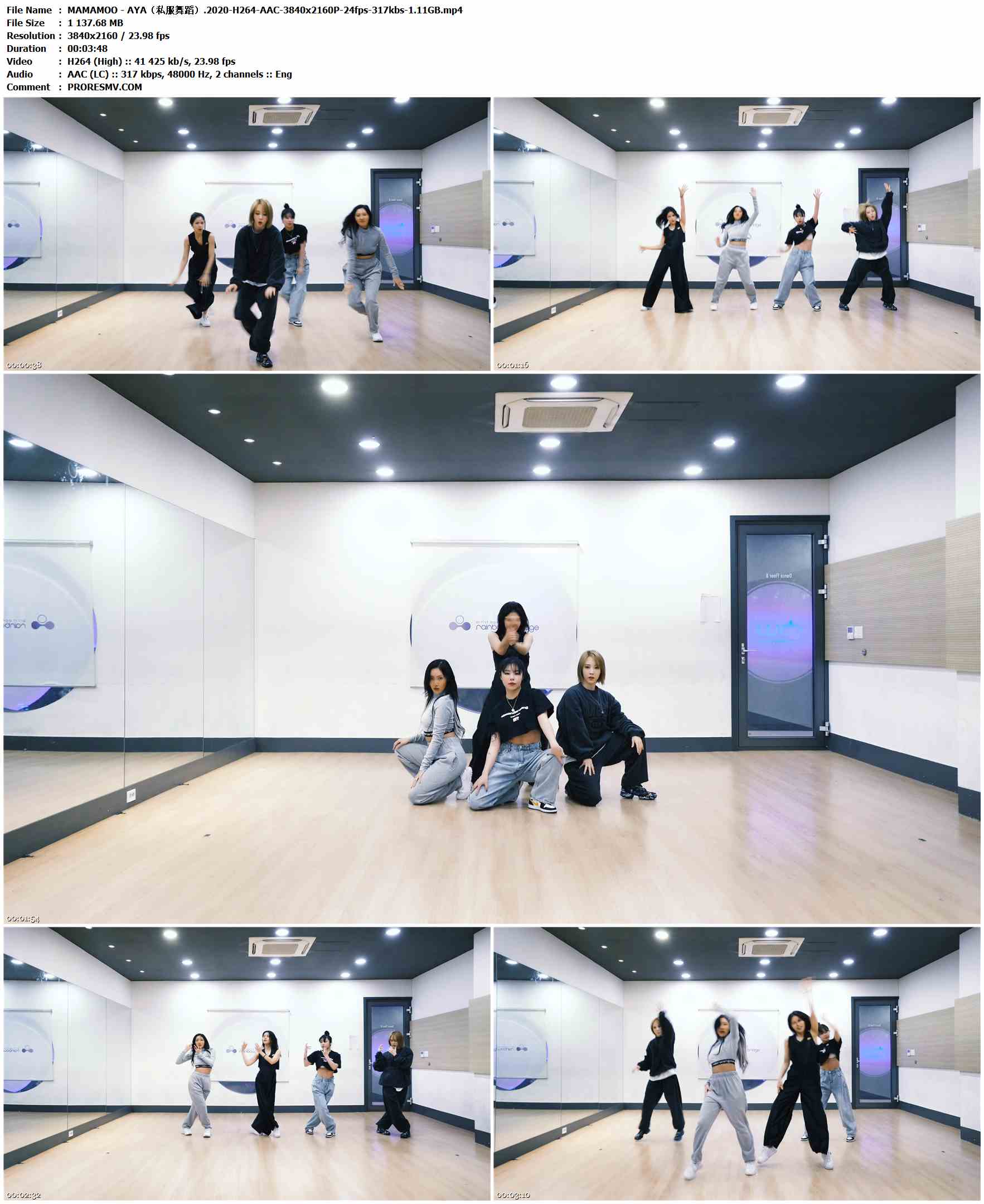MAMAMOO - AYA（私服舞蹈）.2020-H264-AAC-3840x2160P-24fps-317kbs-1.11GB官方MV_高清MV